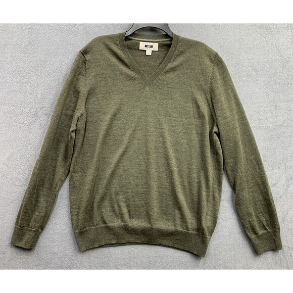 Joseph Abboud Sweater Mens Size XL Green Merino Wool Blend V- Neck Pullover - Picture 1 of 14